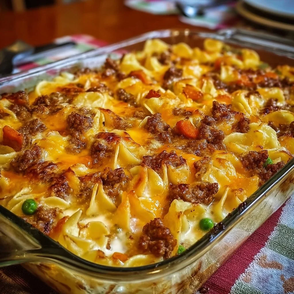 Delicious Amish Sunday Savior Casserole dish with layers of hearty ingredients