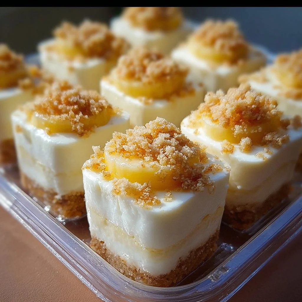 Creamy cheesecake bites featuring banana pudding flavor.