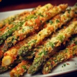 Crispy Parmesan asparagus sticks ready to be served