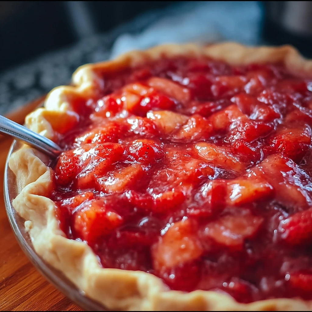 Bowl of delicious strawberry rhubarb pie filling ready for baking