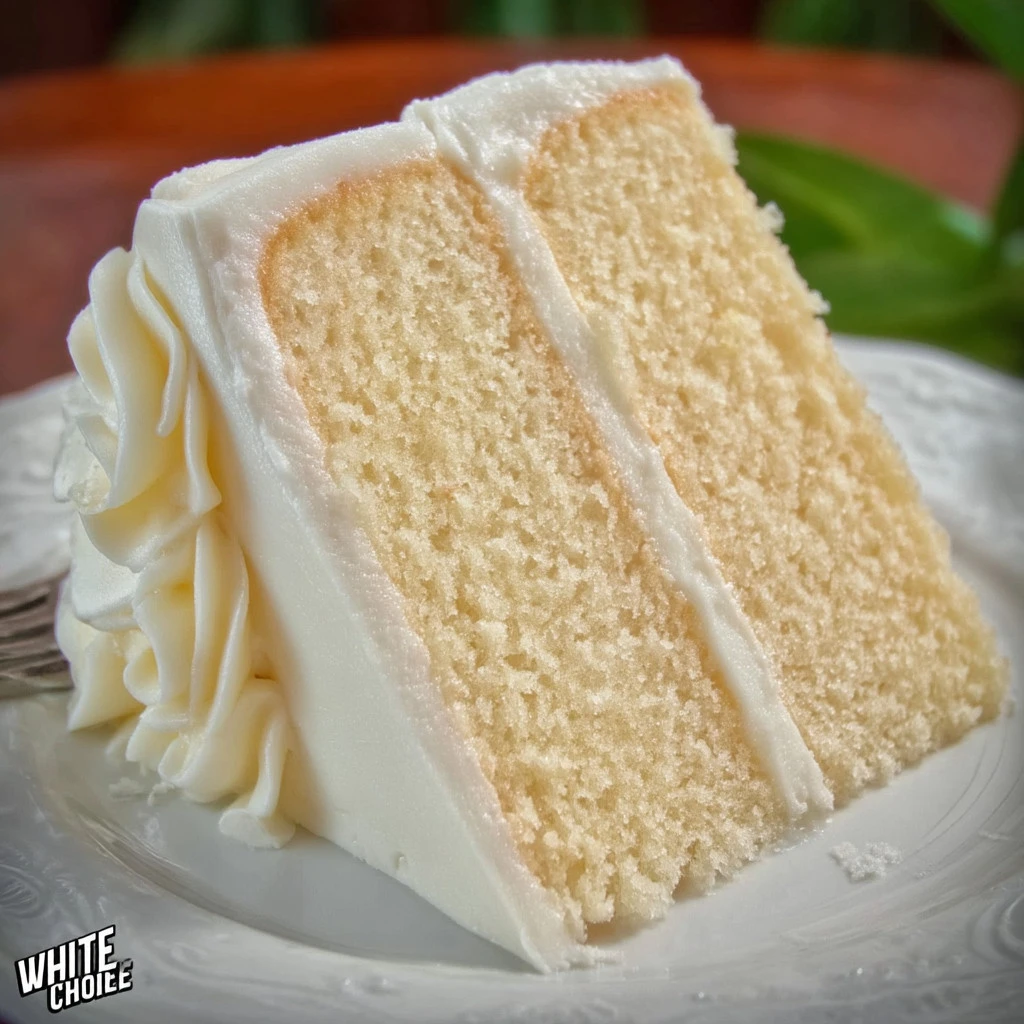 Elegant rich white velvet cake with vanilla buttercream frosting