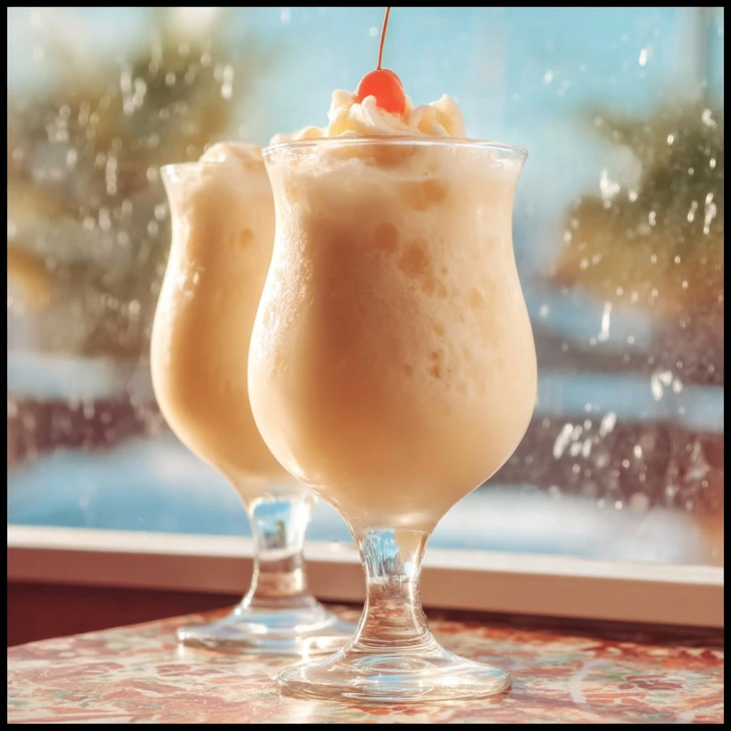 Delicious Frozen Baileys Colada cocktail served in a chilled glass.