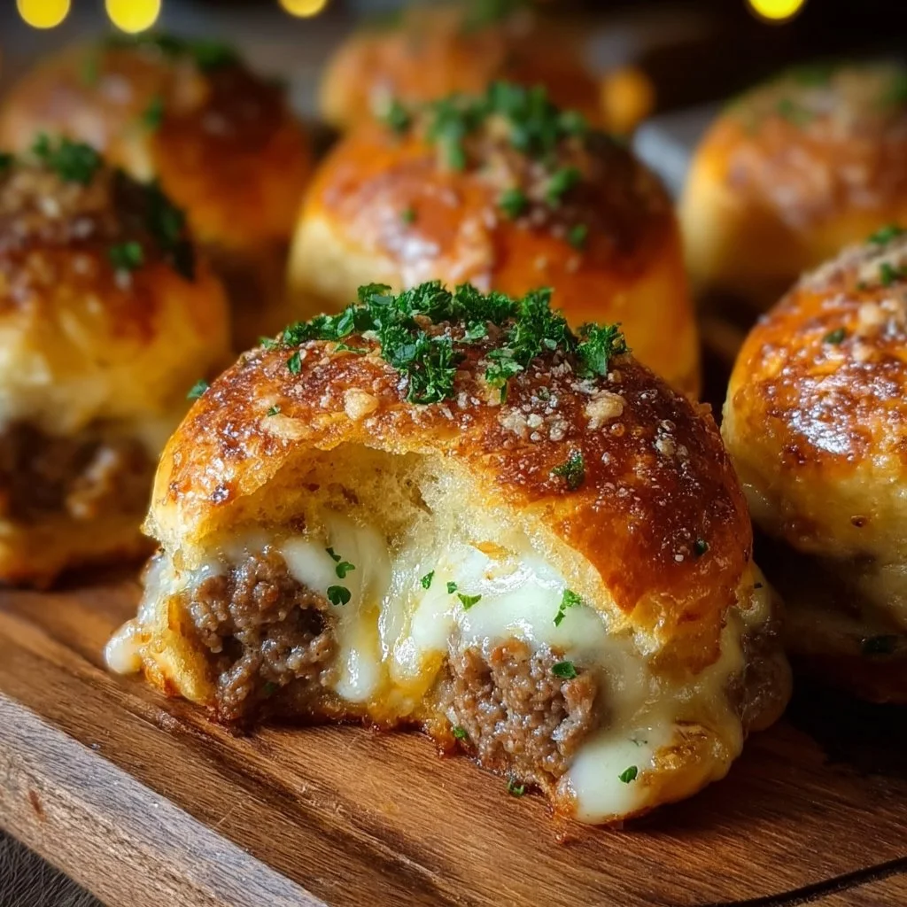 Delicious Garlic Parmesan Cheeseburger Bombs for a tasty appetizer