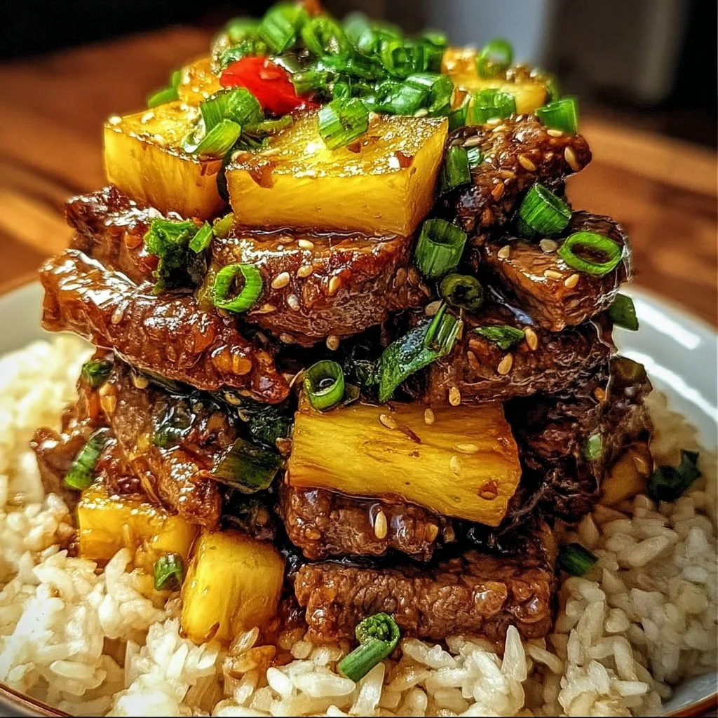 Pineapple Teriyaki Beef Stir-Fry with colorful vegetables and tender beef slices
