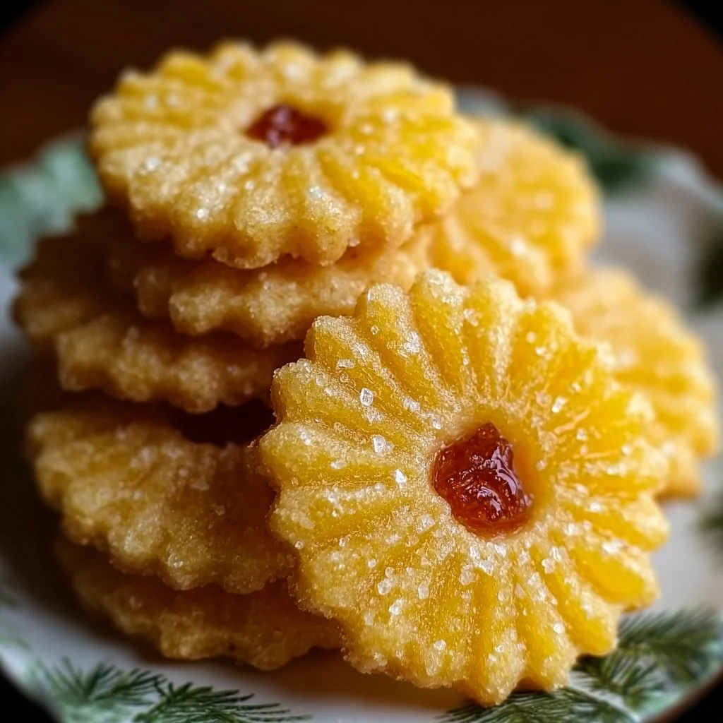 Delicious Pineapple Upside Cookies on a decorative plate