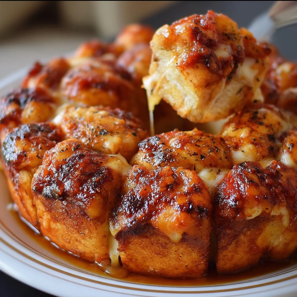 Cheesy and delicious Pizza Monkey Bread served on a plate
