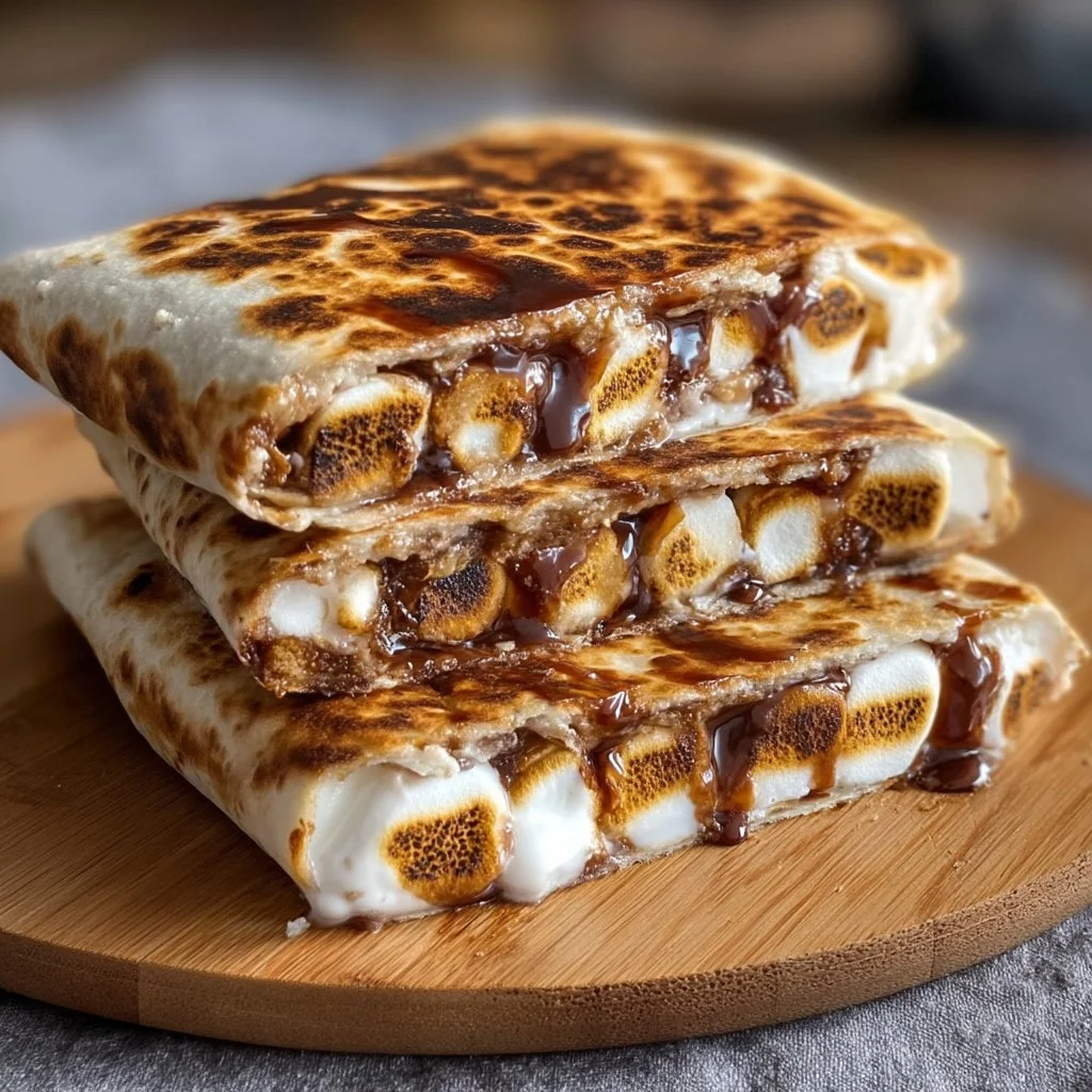 Delicious S'mores Crunchwrap with chocolate, marshmallows, and graham cracker flavor.
