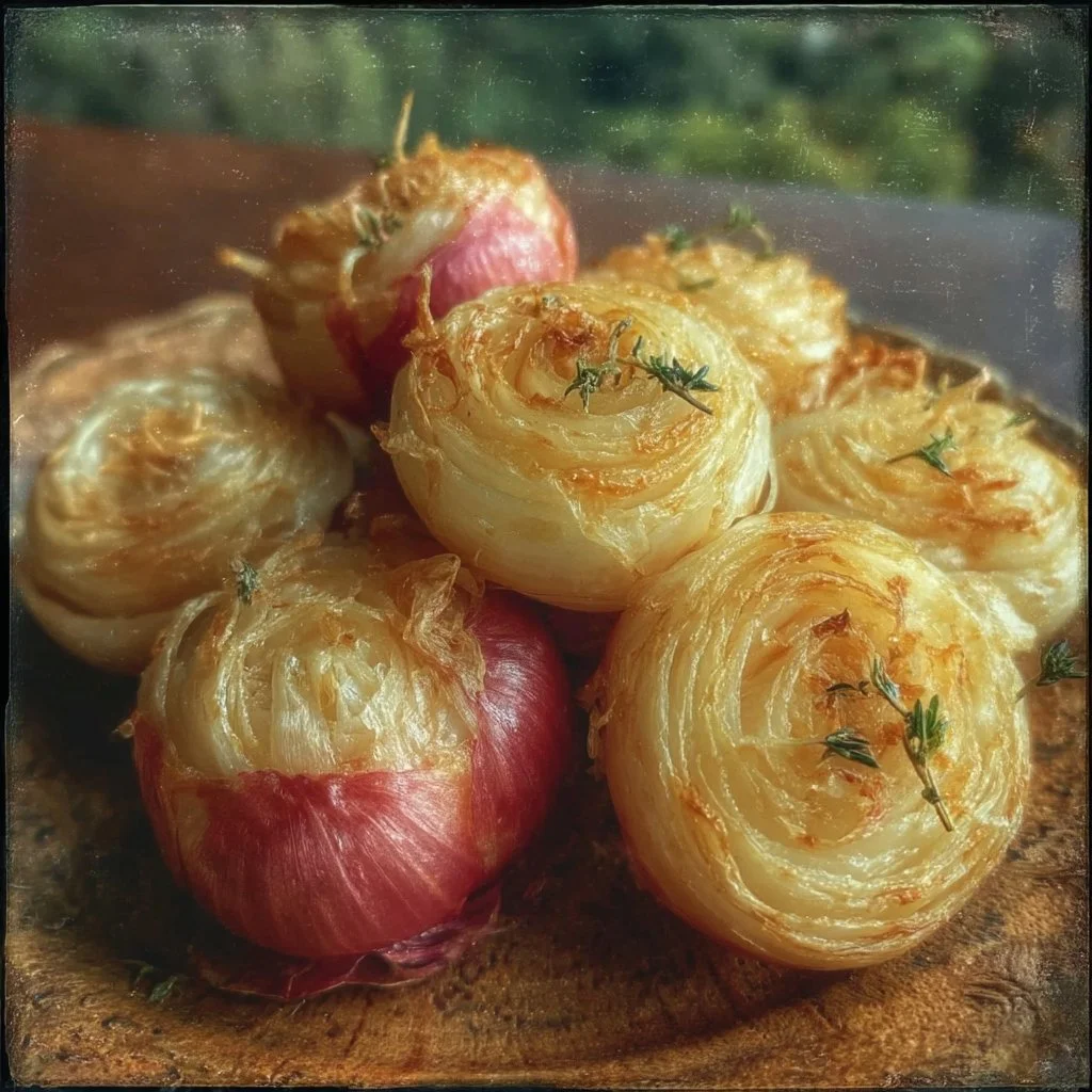 Fresh Tennessee Onions displayed on a rustic wooden table