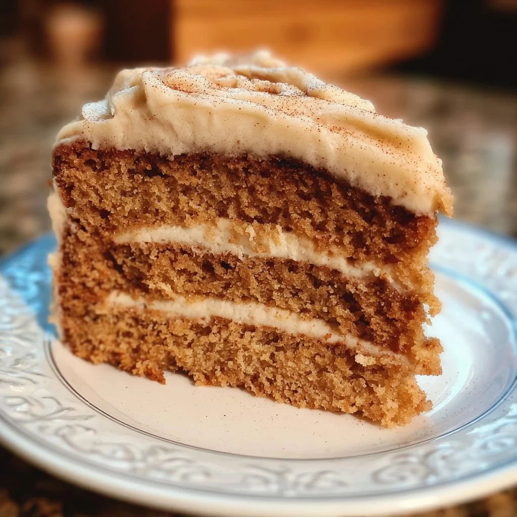 Delicious Applesauce Cake topped with Cinnamon Cream Cheese Frosting