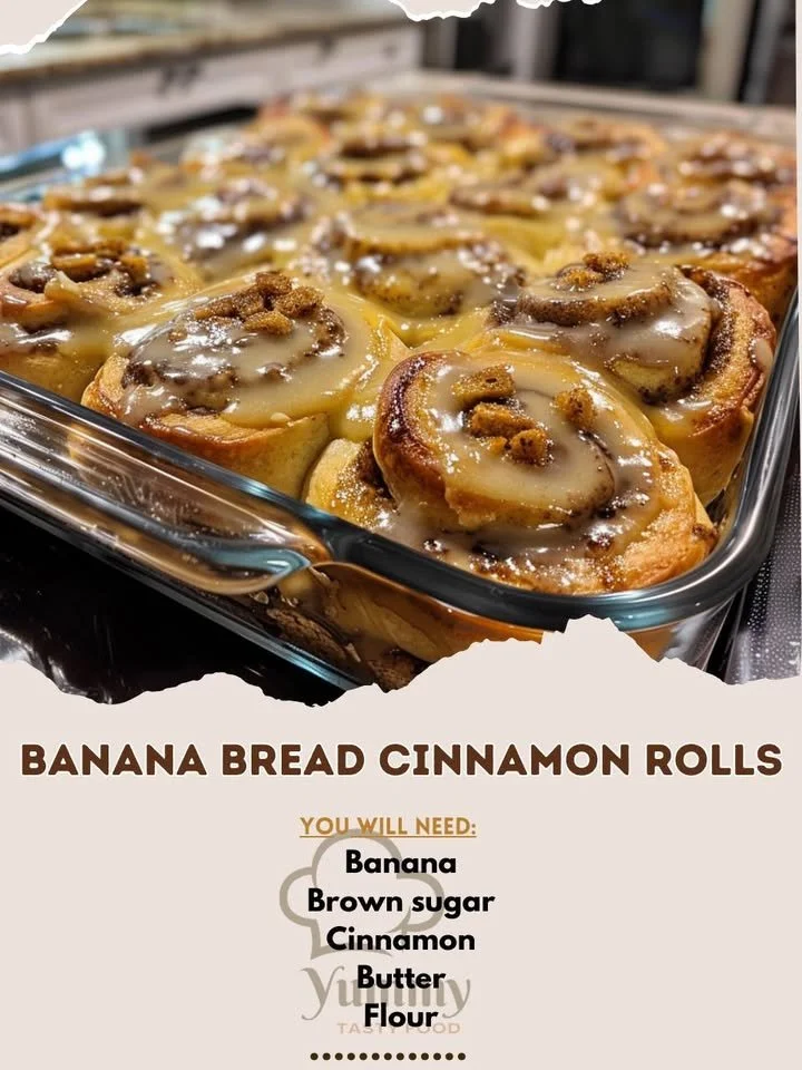 Delicious banana bread cinnamon rolls ready to be served