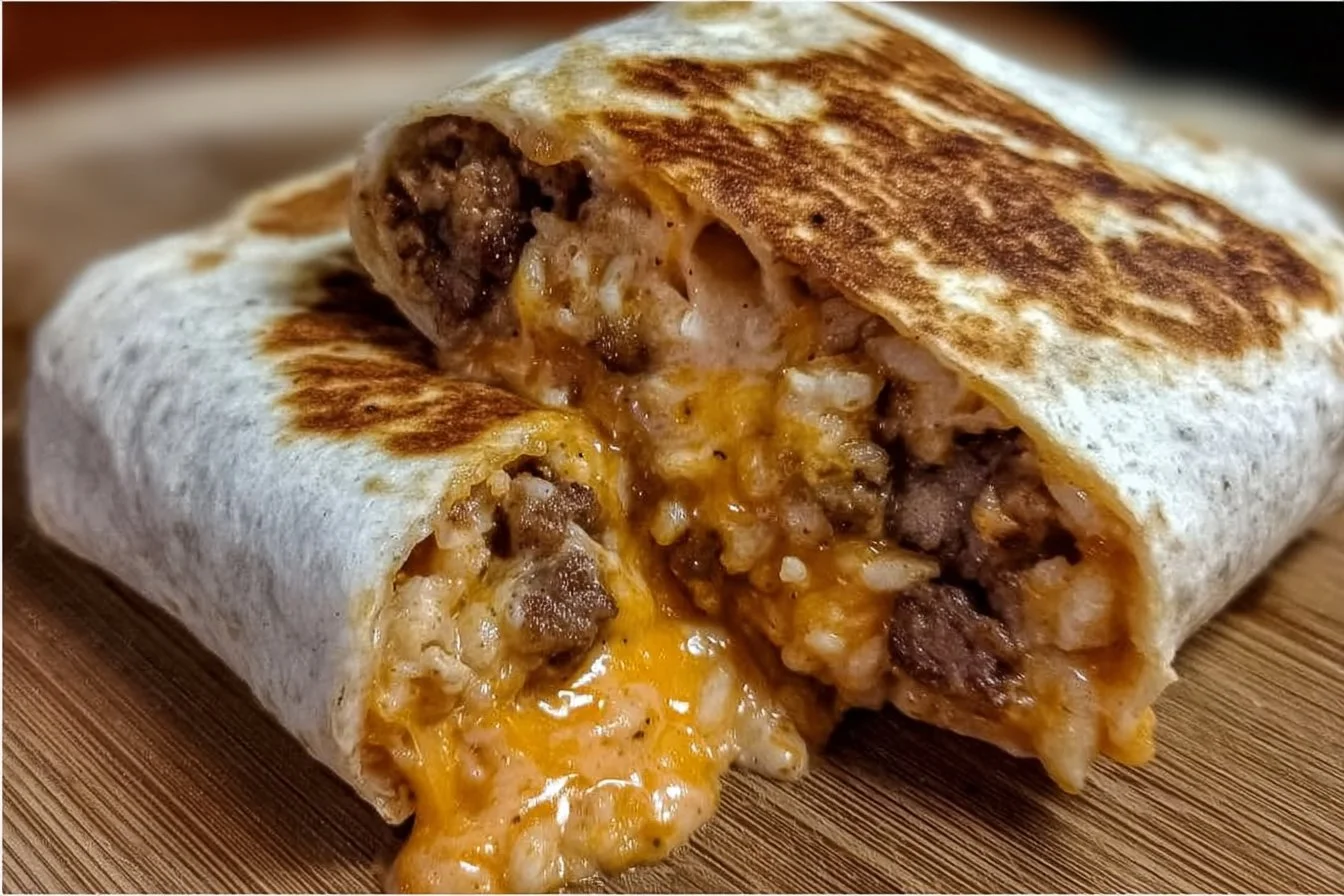 Delicious grilled cheese burrito served with melted cheese and crispy tortilla
