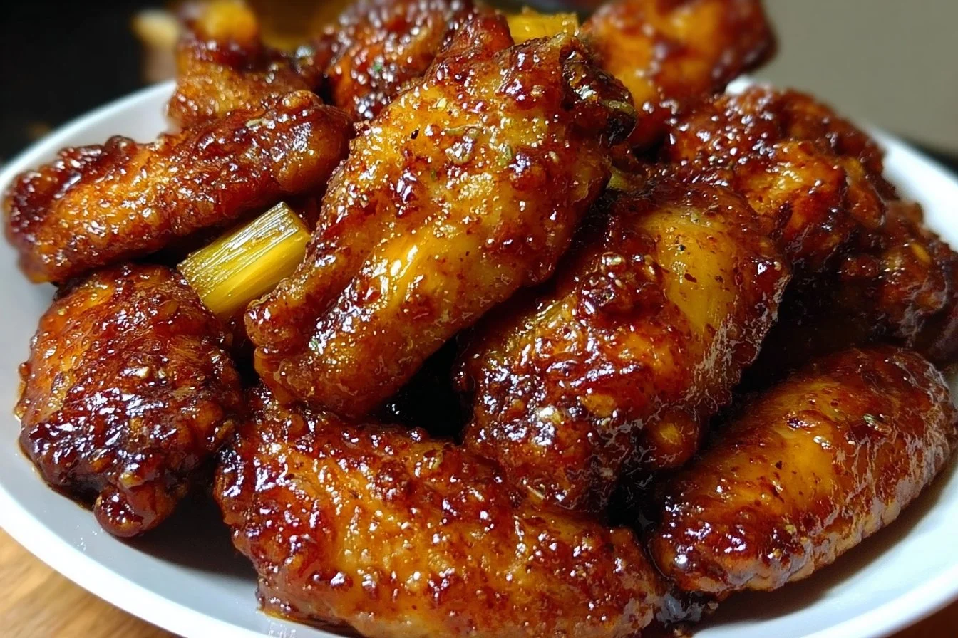 Delicious Brown Sugar Pineapple Wings garnished and ready to serve.