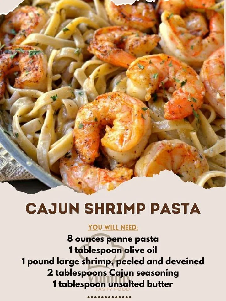 Delicious Cajun Shrimp Pasta served with colorful bell peppers