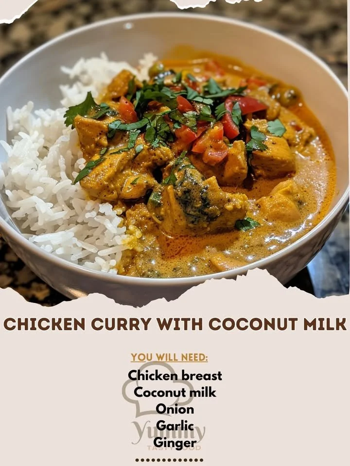 Delicious Chicken Curry prepared with Coconut Milk in a vibrant dish