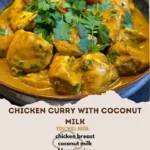 Chicken curry cooked with coconut milk in a vibrant dish