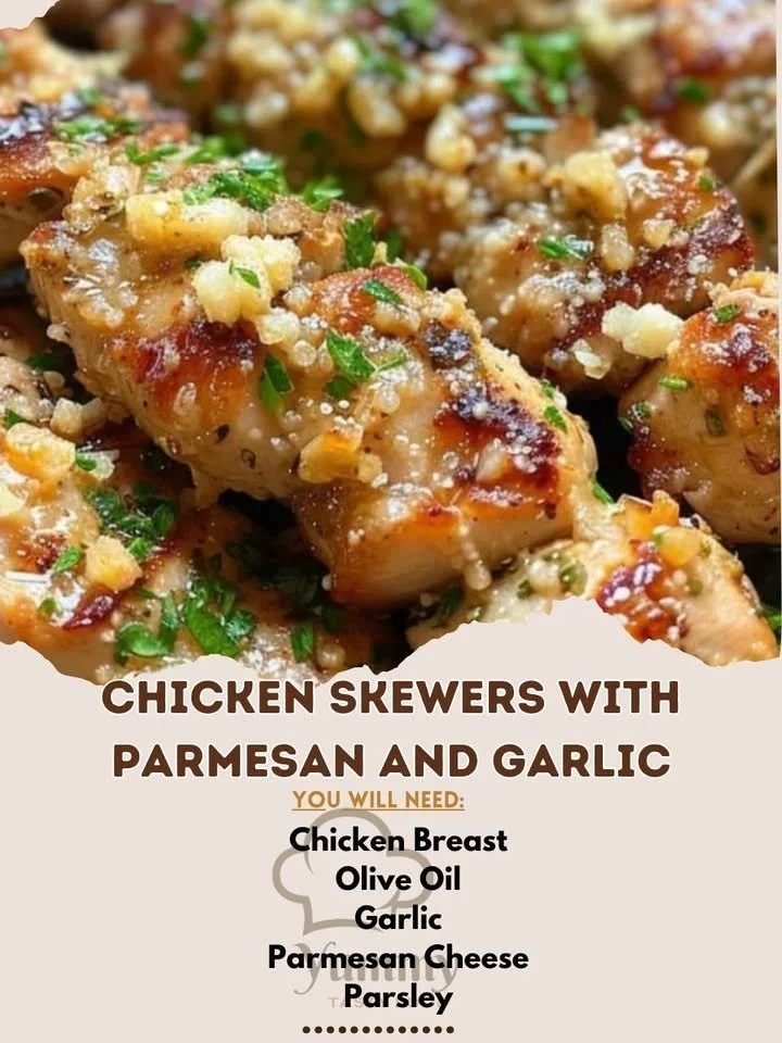 Grilled chicken skewers with parmesan and garlic seasoning