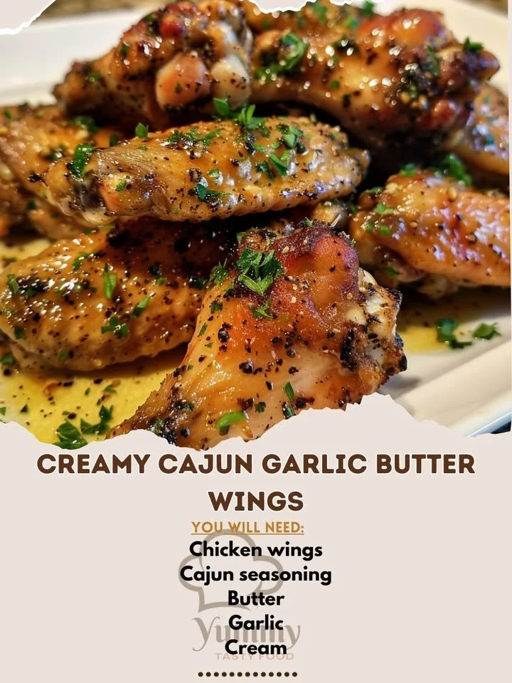 Delicious creamy Cajun garlic butter wings served on a plate.