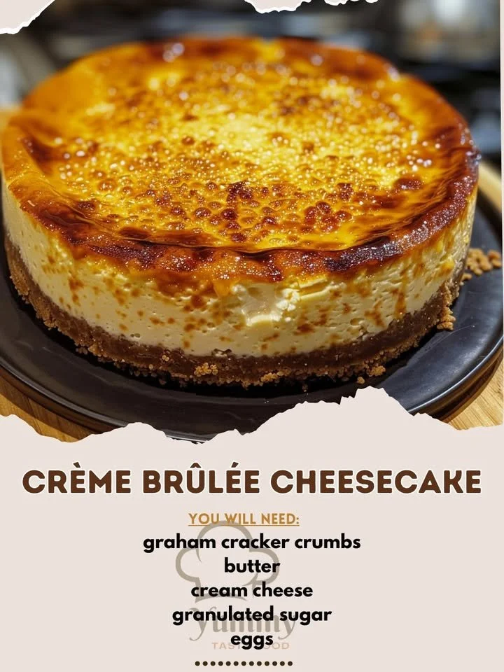 Delicious Crème Brûlée Cheesecake with a caramelized sugar crust