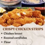 Plate of crispy chicken strips with dipping sauce