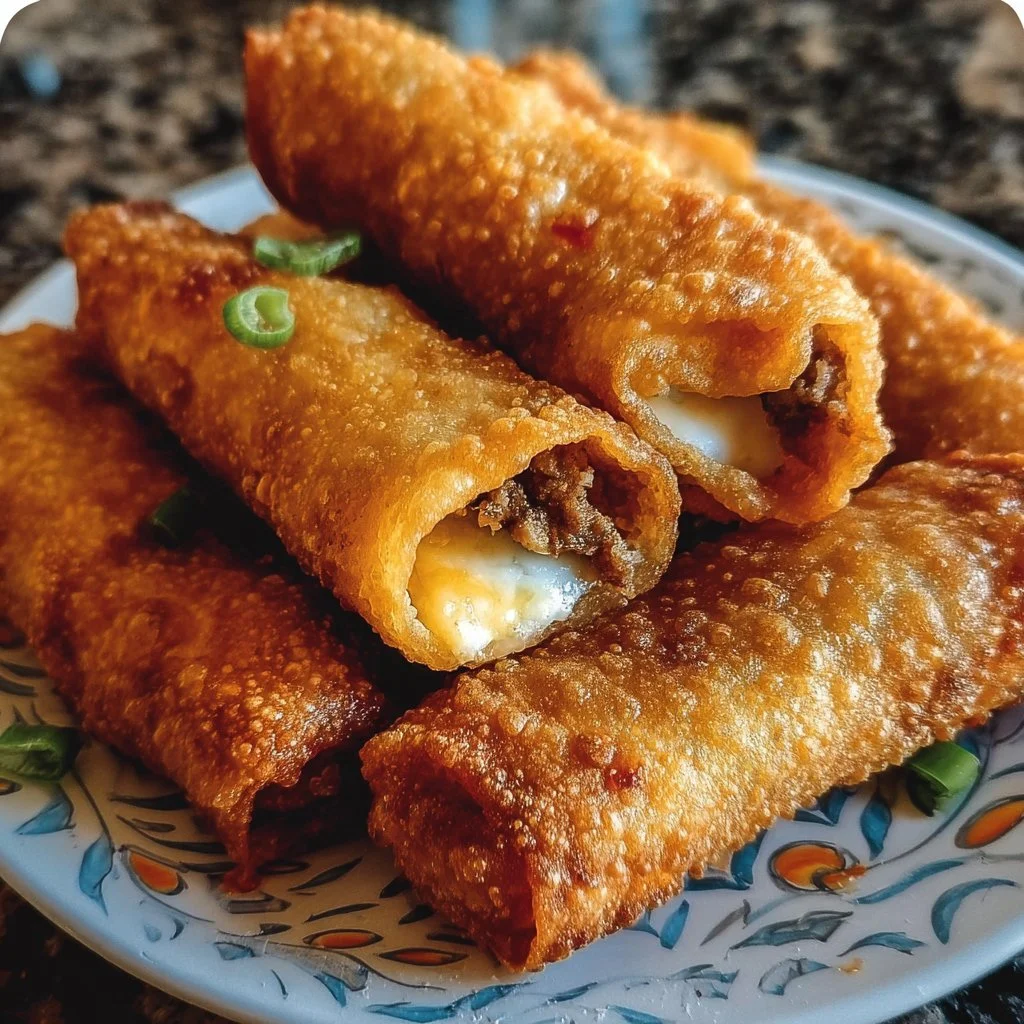 Crispy nacho egg rolls filled with cheese and toppings