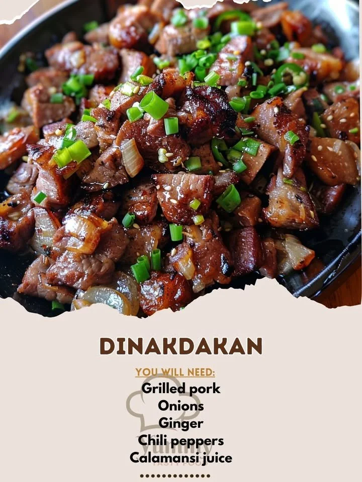 Delicious plate of Dinakdakan, a traditional Filipino dish made with grilled meat.