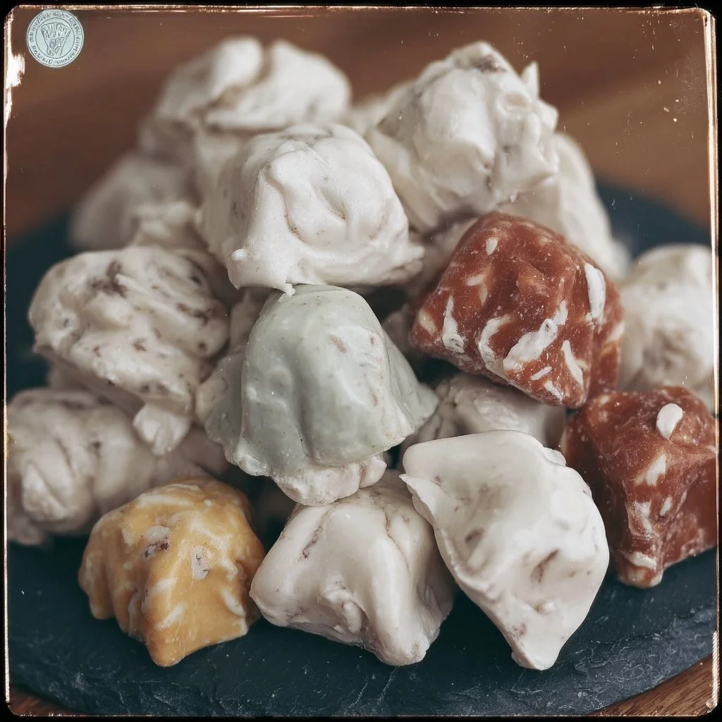 Homemade Divinity Candy displayed on a festive plate