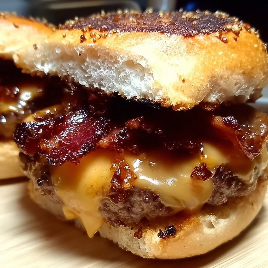 Garlic bread bacon cheeseburger treats showcasing deliciousness and flavor fusion.