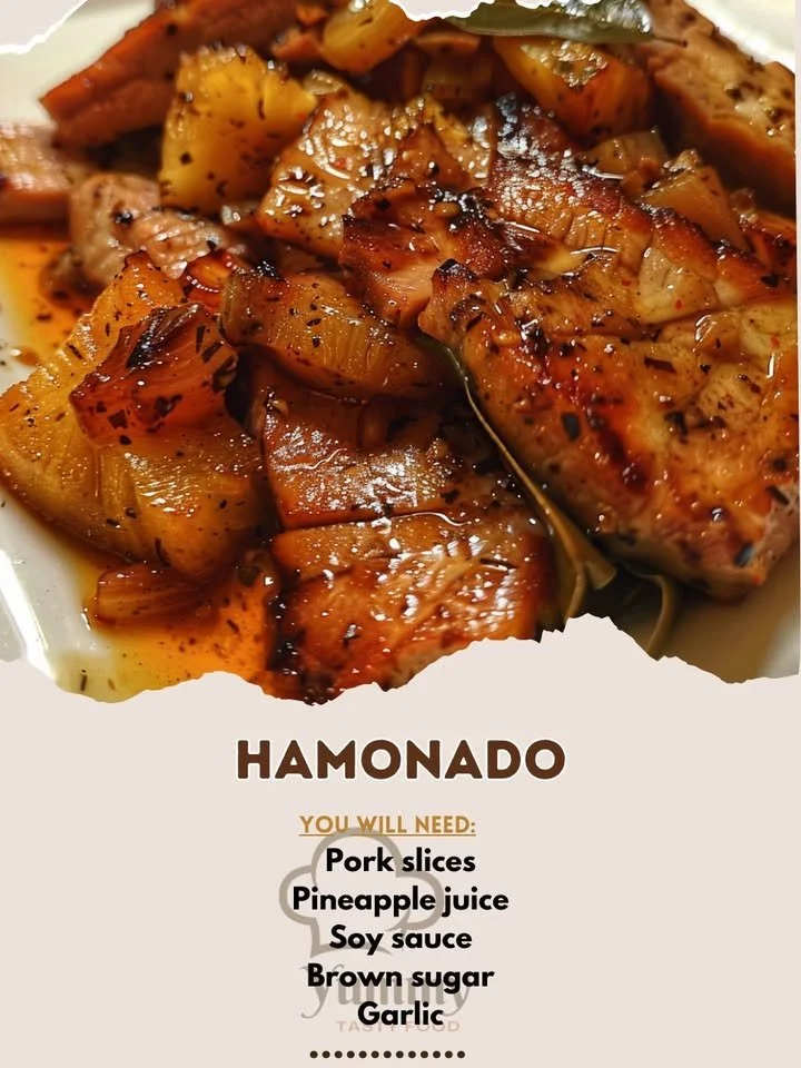 Delicious hamonado served with pineapple and glaze, showcasing rich flavors.