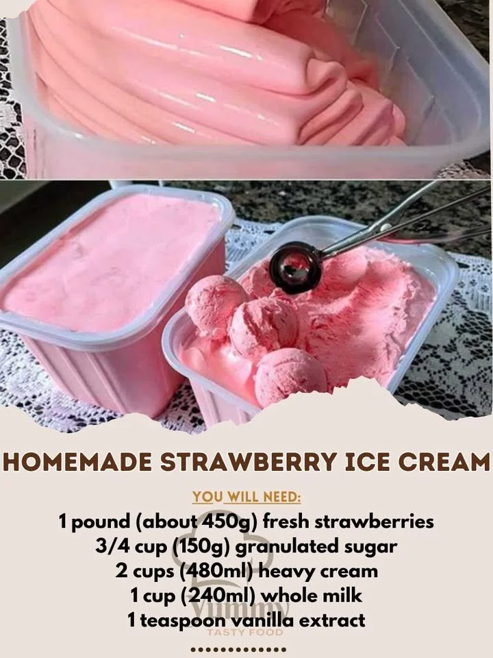Delicious homemade strawberry ice cream in a bowl with fresh strawberries