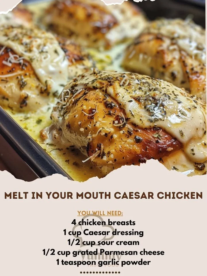 Delicious melt in your mouth Caesar Chicken served on a plate