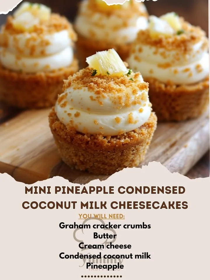 Mini Pineapple Cheesecakes made with condensed coconut milk