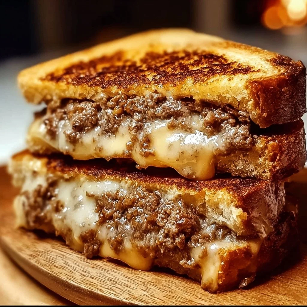 Delicious patty melt sandwich topped with secret sauce and grilled onions.