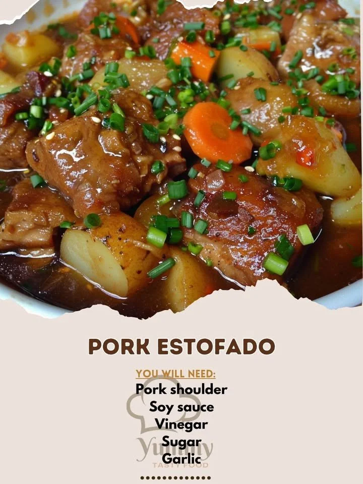 Delicious and hearty pork stew served in a rustic bowl