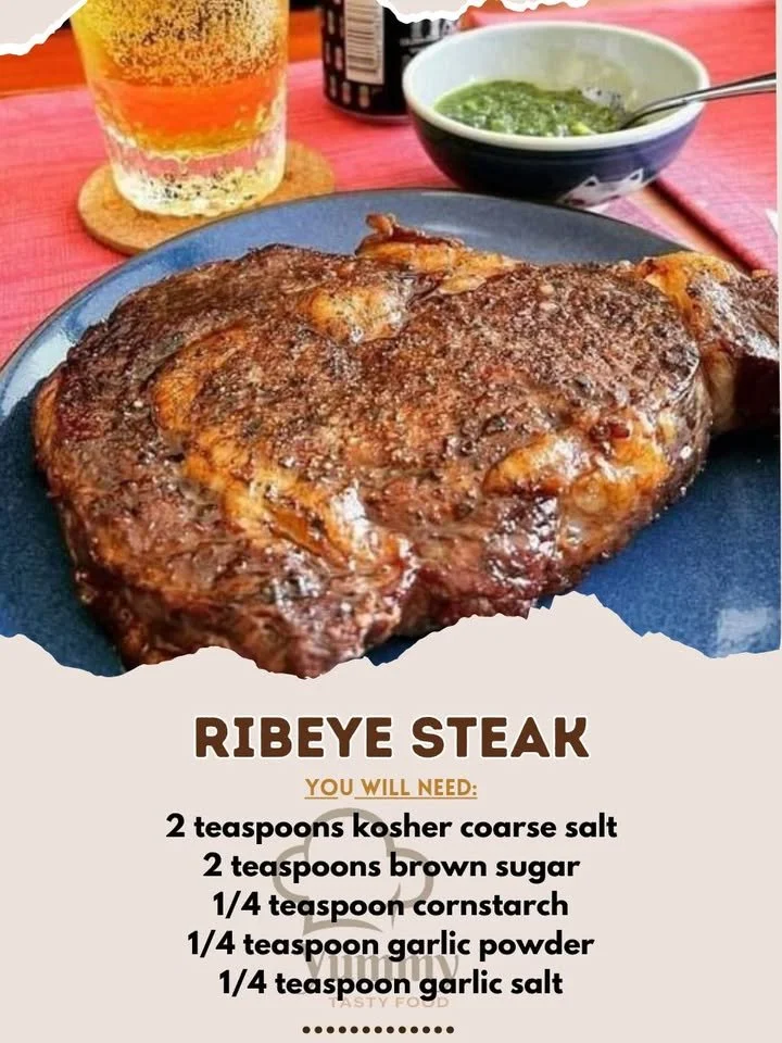Delicious ribeye steak cooked to perfection, garnished and ready to serve.