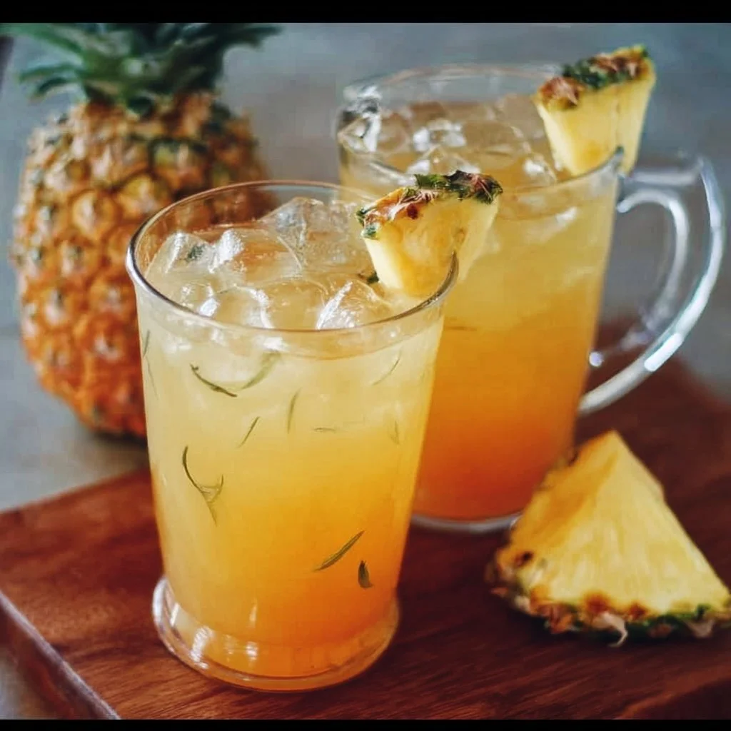Refreshing Summer Pineapple Lemonade Punch served in a glass with fruit slices.