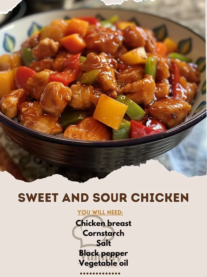 Delicious Sweet and Sour Chicken with colorful veggies and vibrant sauce