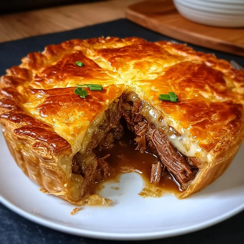 Zesty jalapeno and cheese beef pie made with leftover brisket