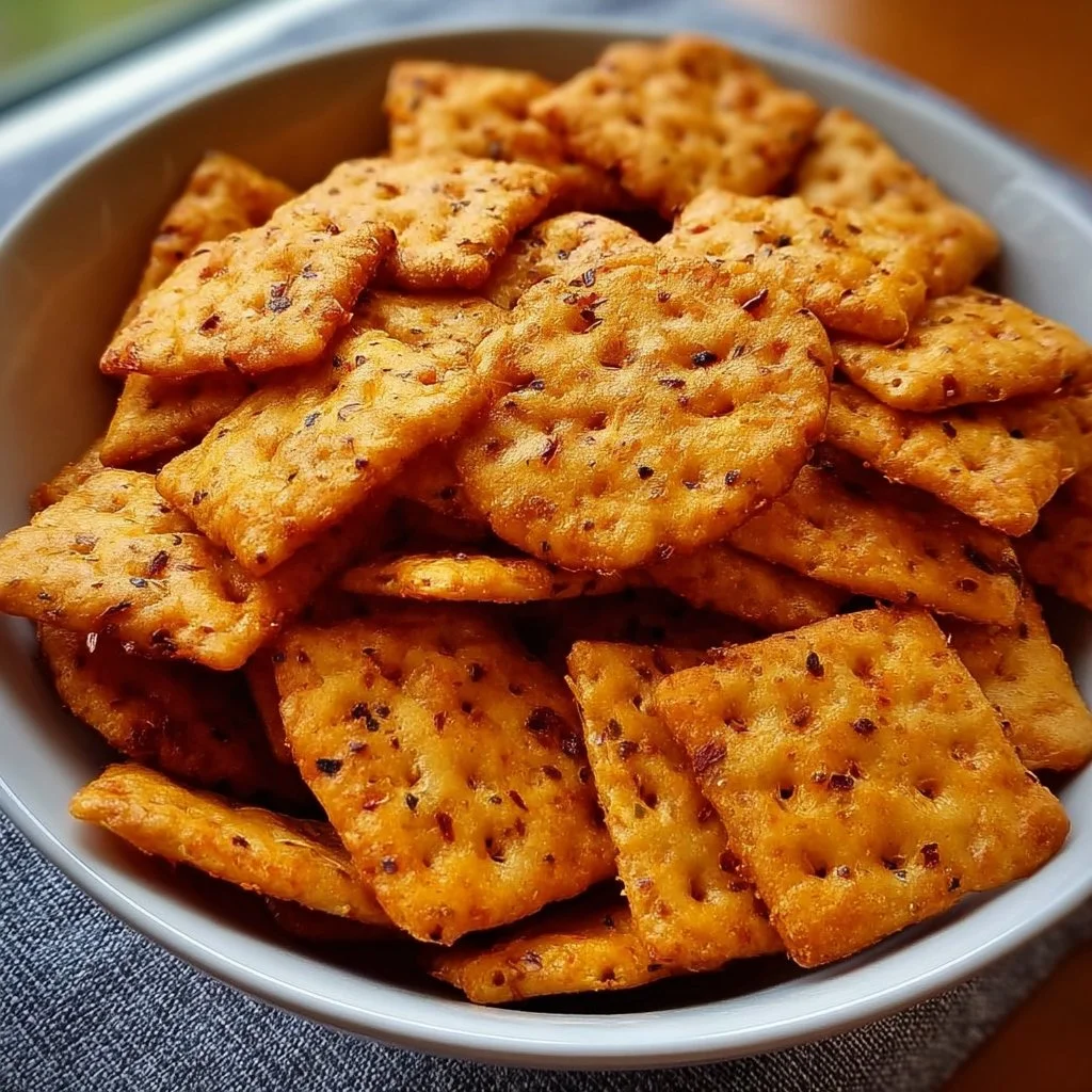 Plate of 3-ingredient addictive taco crackers snack