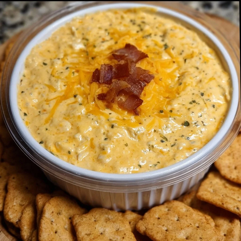Delicious Cheddar Ranch Dip served in a bowl, perfect for parties and gatherings.