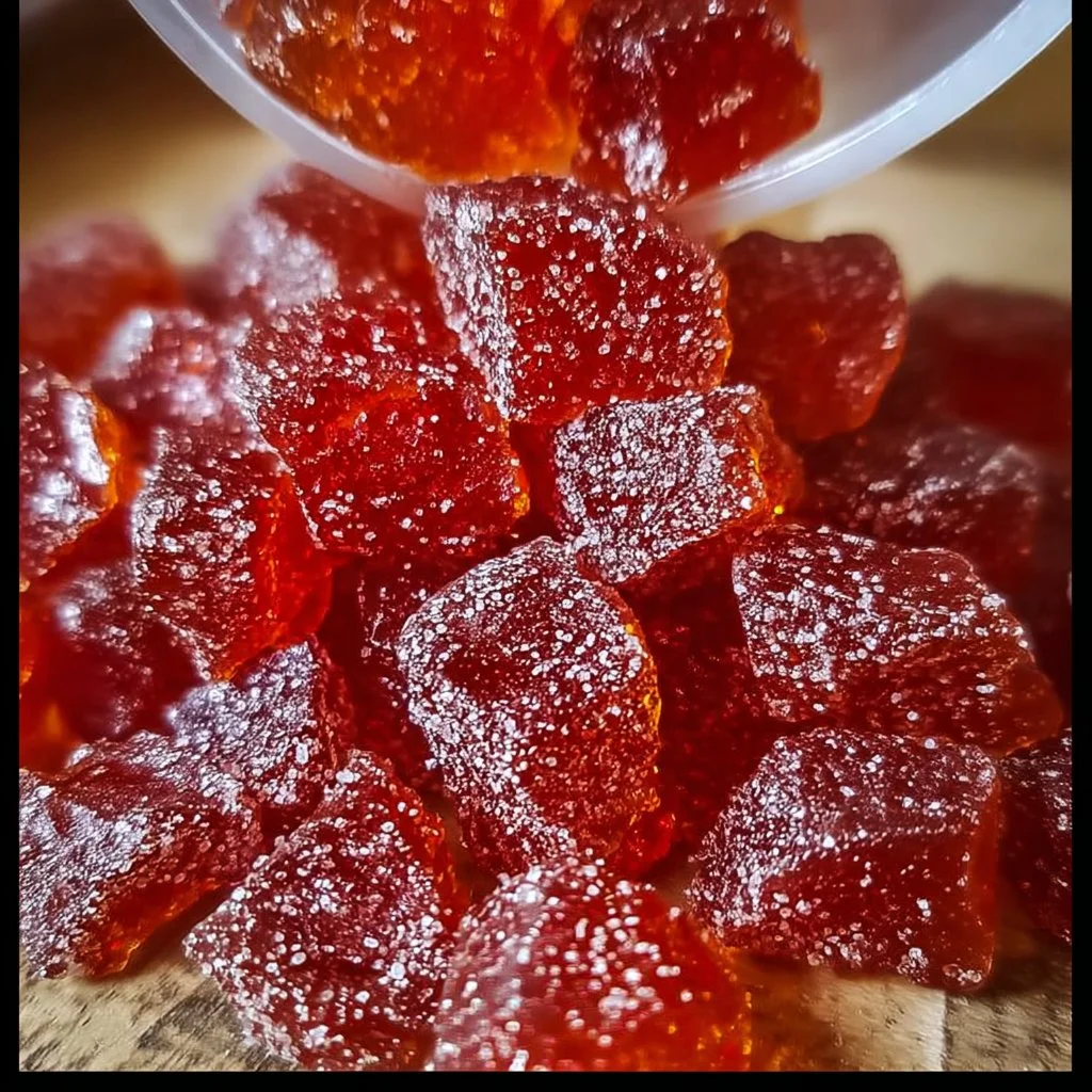 Colorful Cinnamon Rock Candy pieces in a decorative display