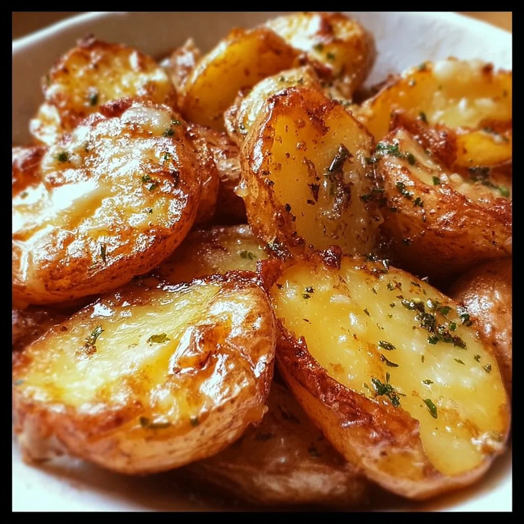 Delicious Crack Potatoes served on a plate with herbs.