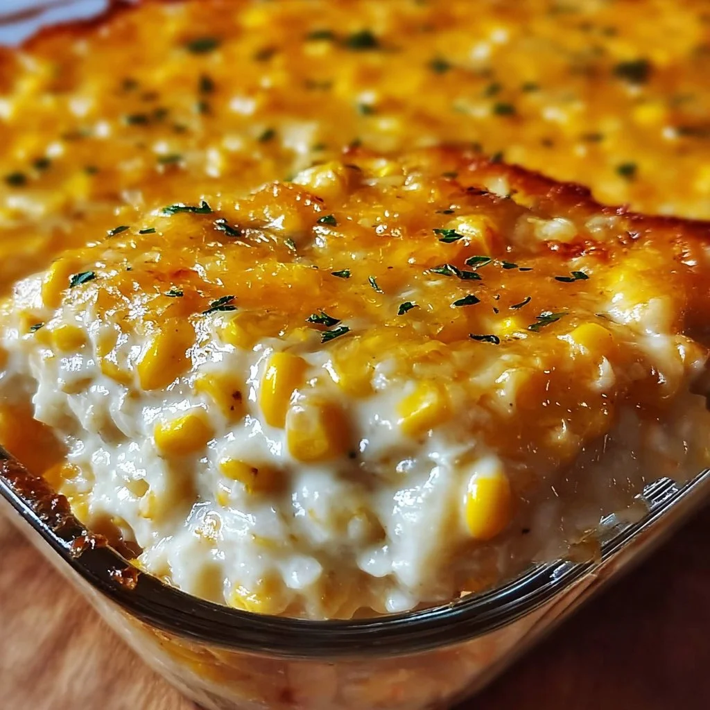 Delicious cream cheese corn casserole baked to perfection