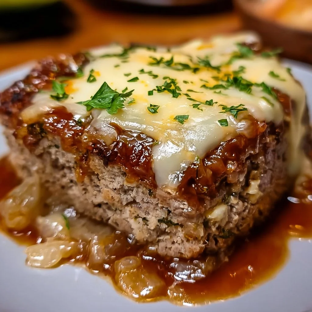 Delicious Crockpot Meatloaf with French Onion and Swiss Cheese
