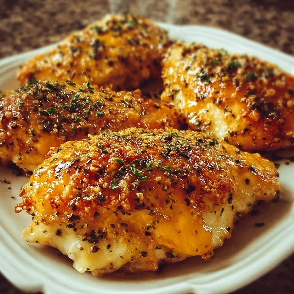 Easy baked ranch chicken served with vegetables on a plate.