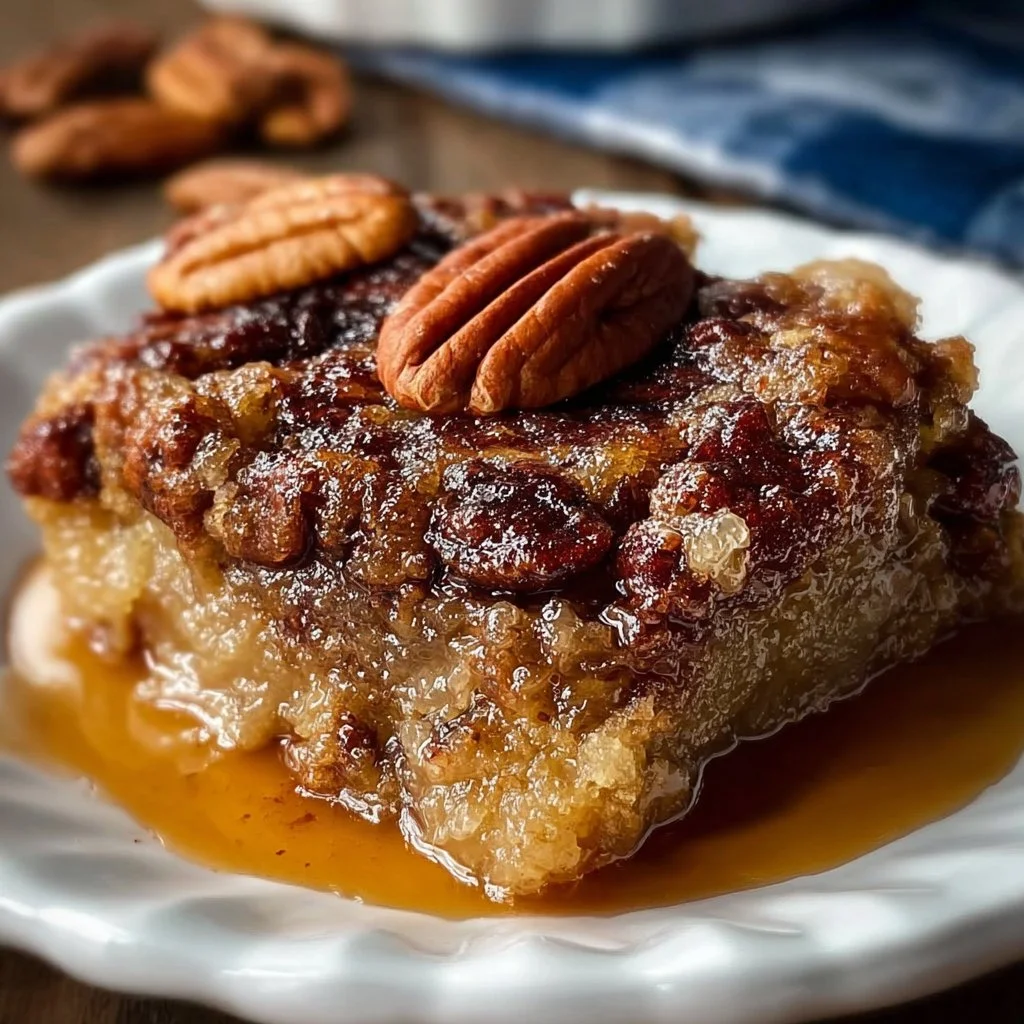 Delicious Easy Pecan Pie Dump Cake with a crunchy topping and rich flavor