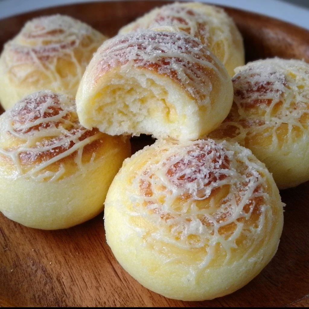 Freshly baked ensaymada topped with cheese and butter