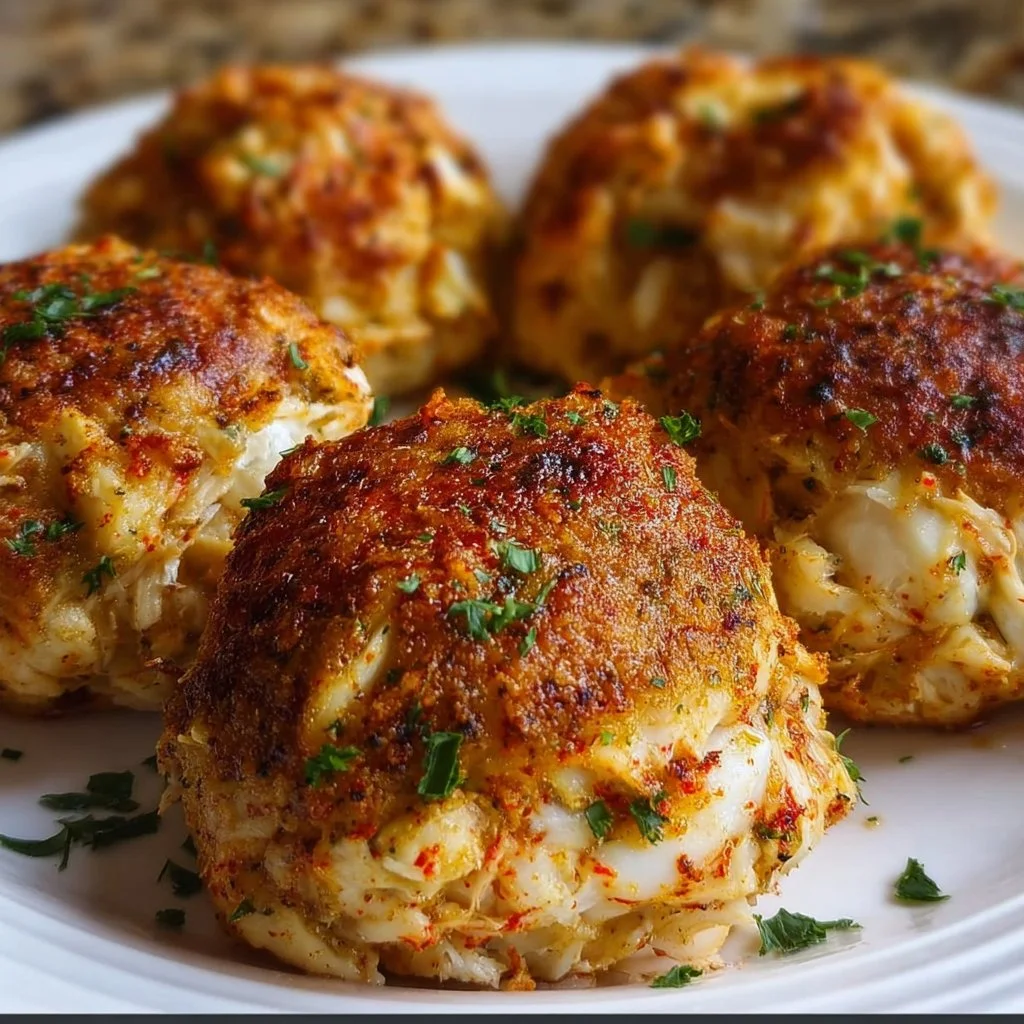 Plate of famous crab bombs served with dipping sauce