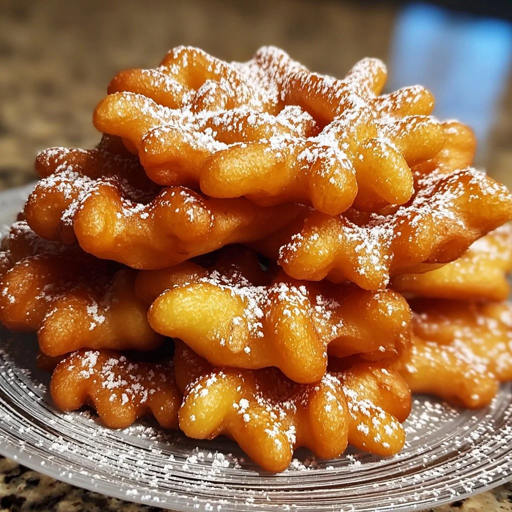 Delicious funnel cake bites served with powdered sugar on top
