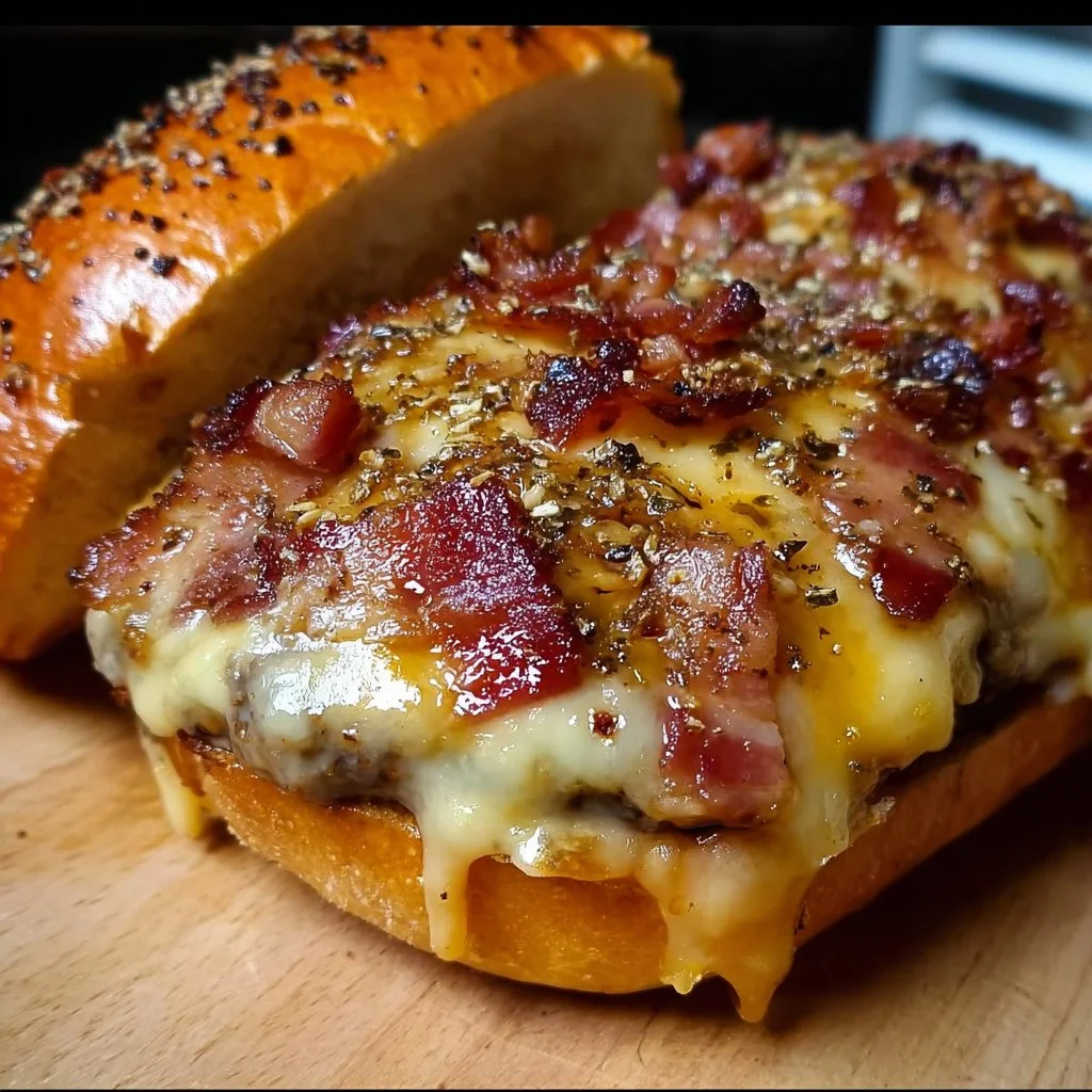 Garlic Bread Bacon Cheeseburger Treats served on a platter