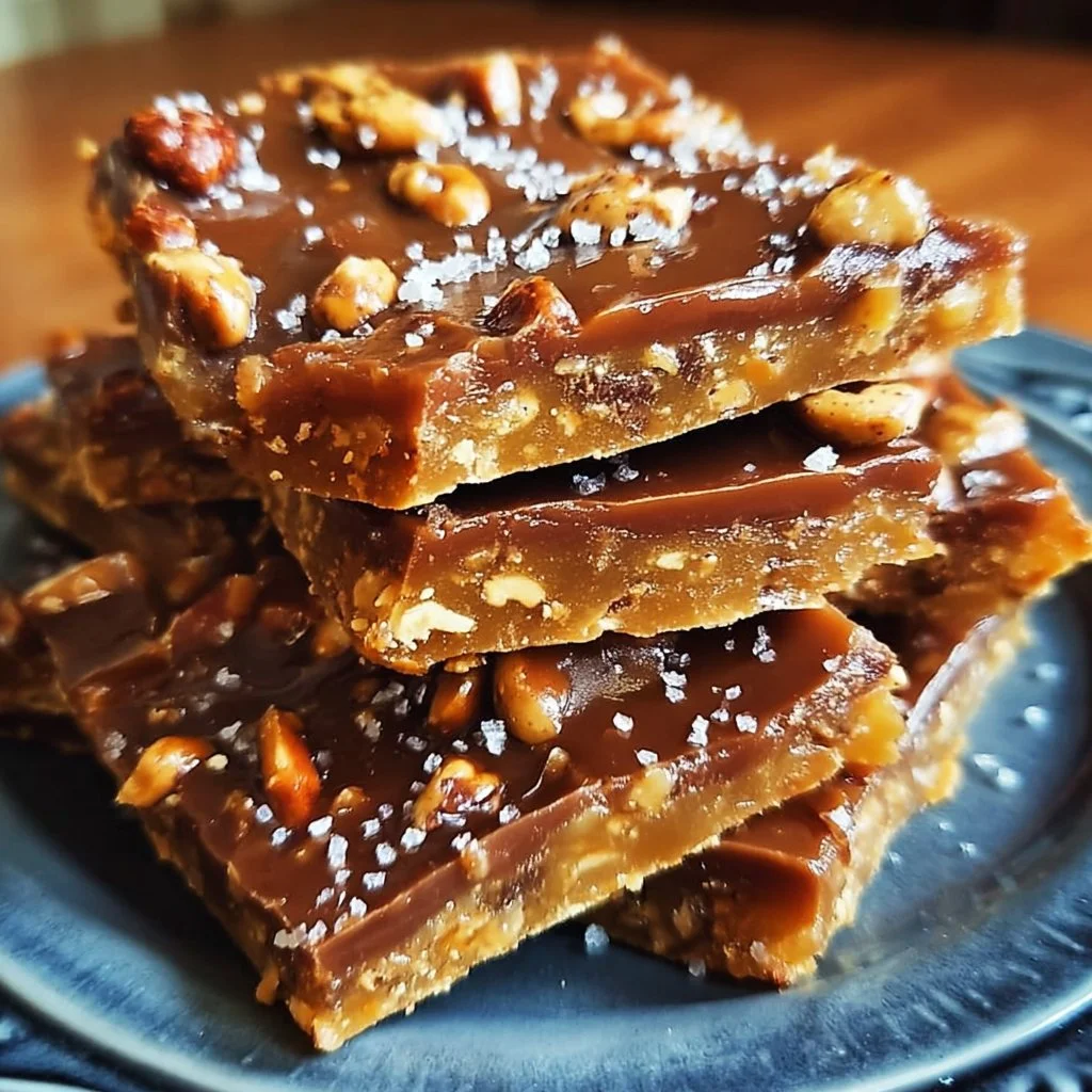 Freshly made Graham Cracker Toffee dessert on a plate